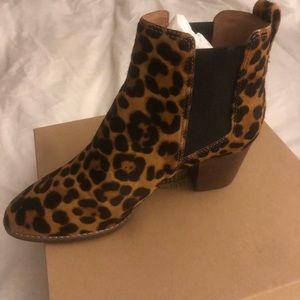 Madewell Regan leopard calf hair boot 10m